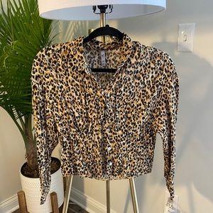 Leopard print button down